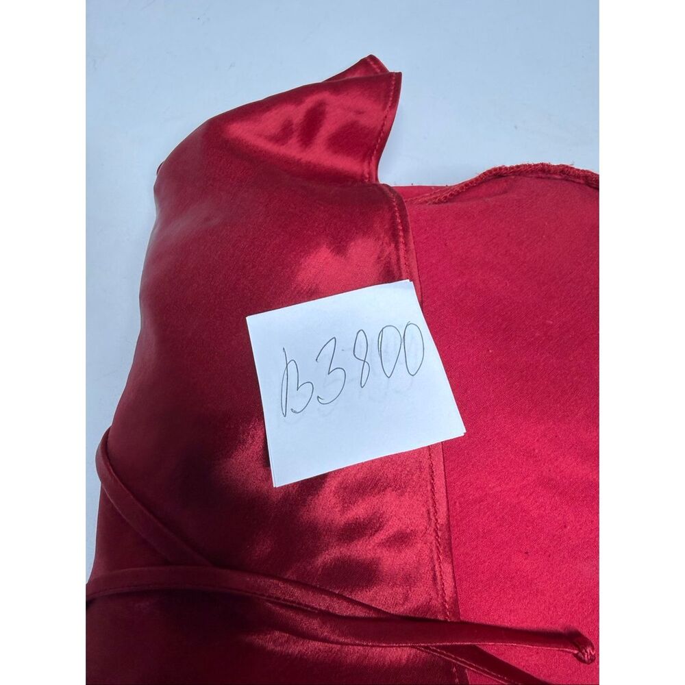 Kiki U.S.A Red Satin Maxi Dress Open Back Lace-Up Evening Gown Size S Chic - Picture 15 of 15
